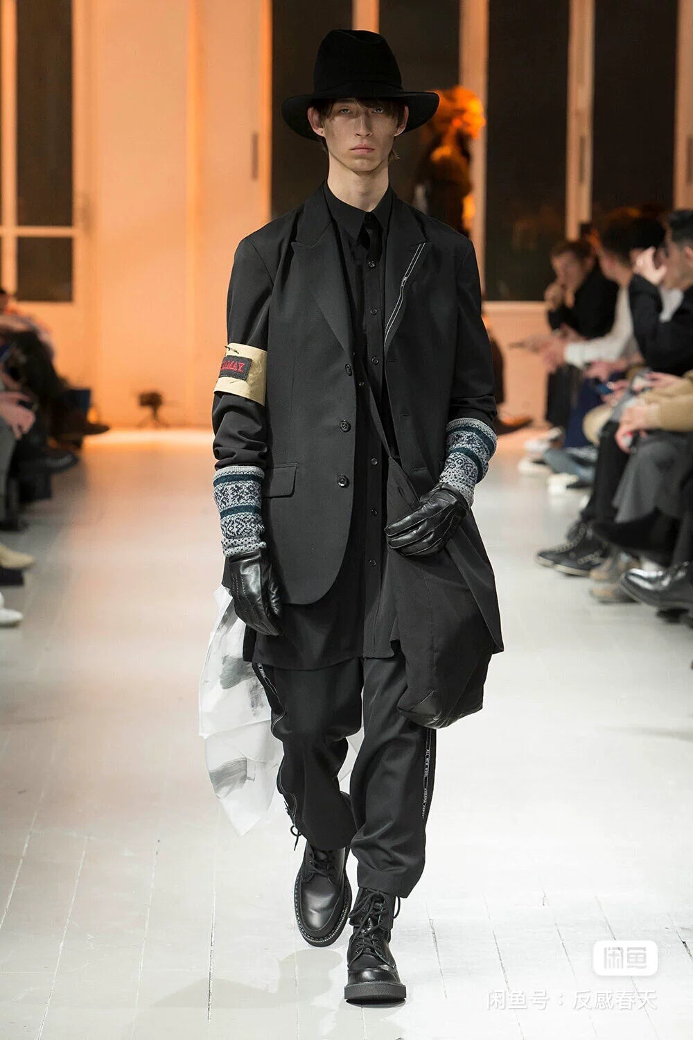 asymmetrical jacket with sleeve patch by yohji yamamoto