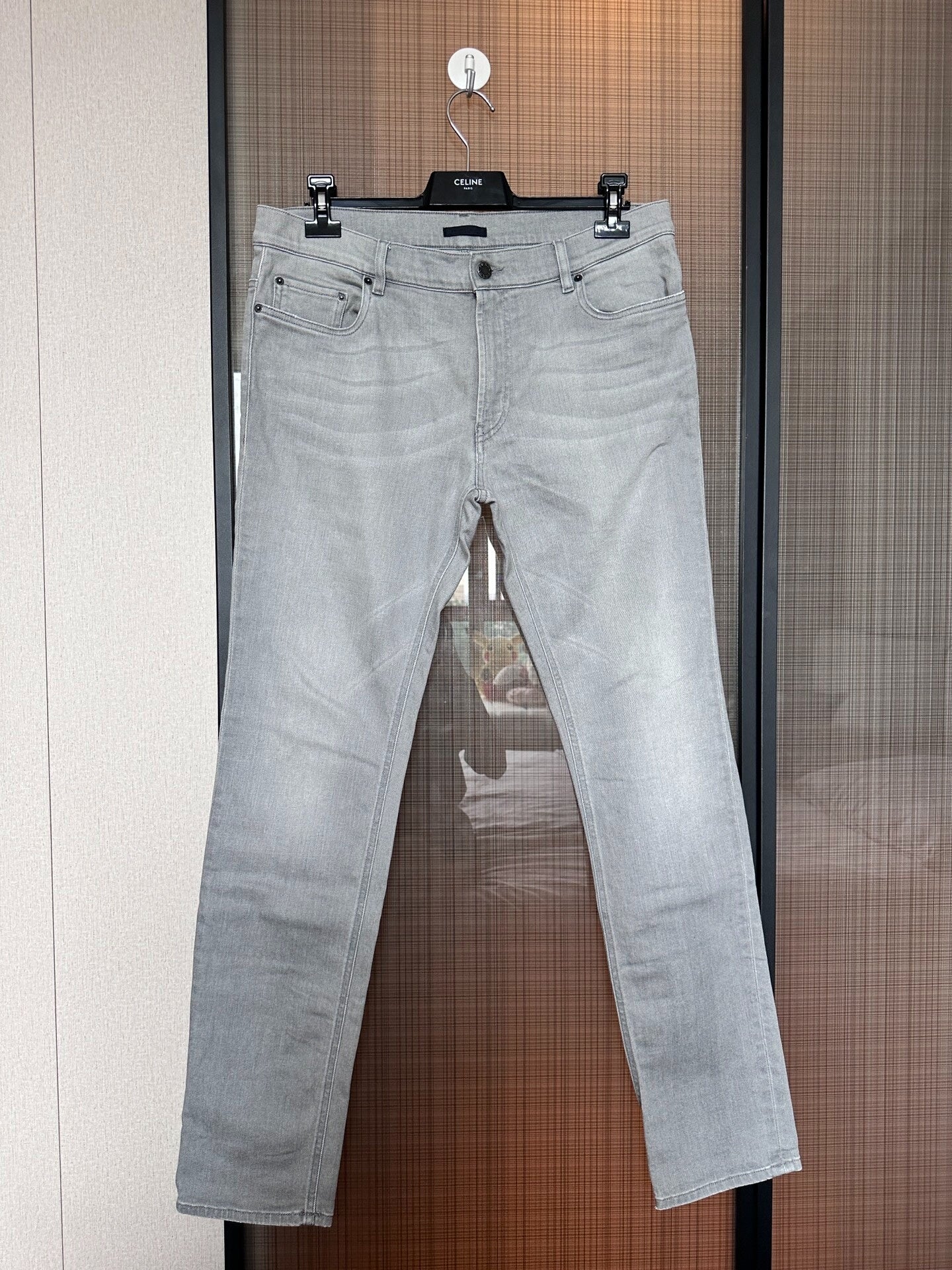 prada men's casual gray jeans