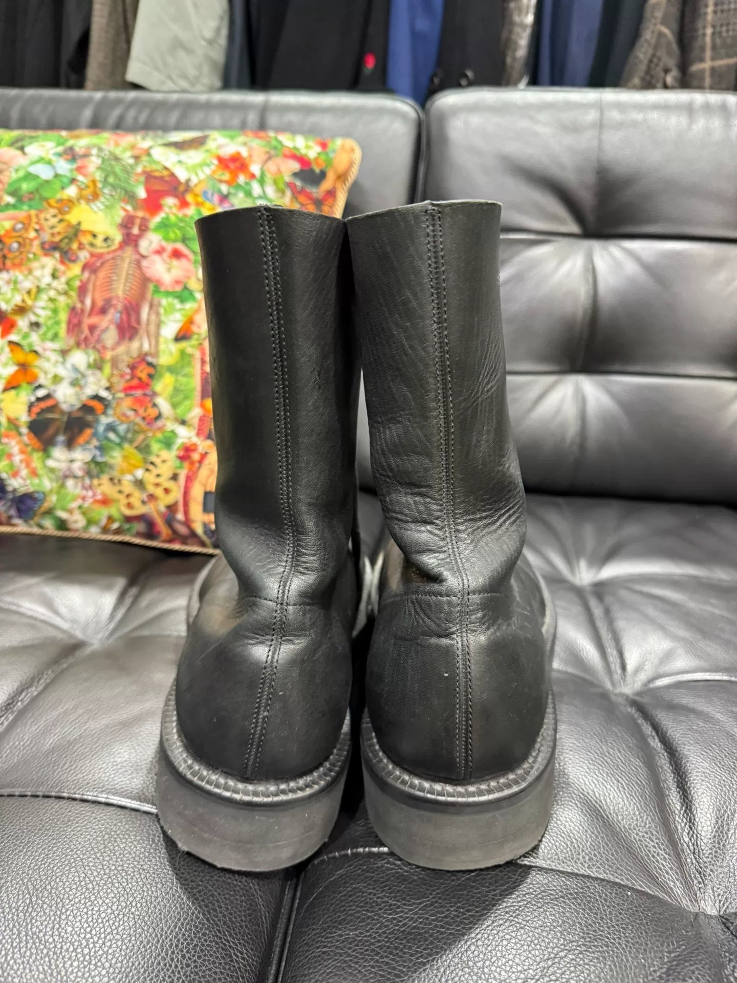 thick sole black boots for UK size 8