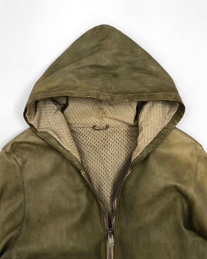 Vintage 2000s Giorgio Brato Leather Hooded Jacket