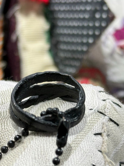 Julius 925 Silver Black Lacquer Ring