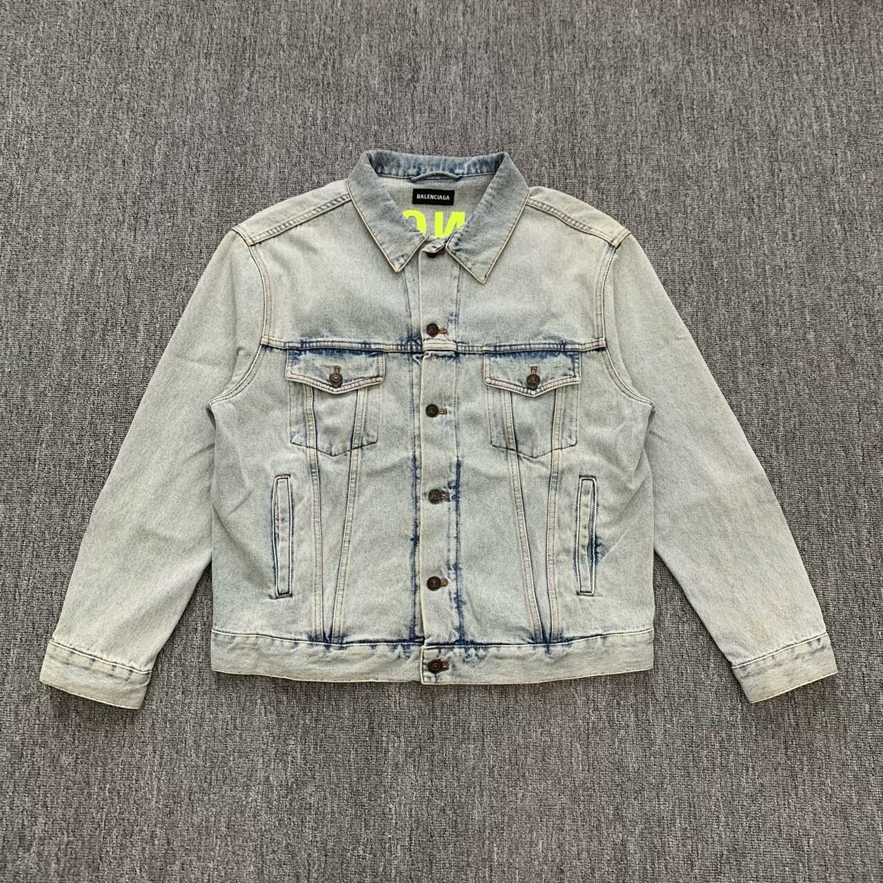 balenciaga logo washed denim jacket