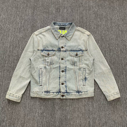 balenciaga logo washed denim jacket