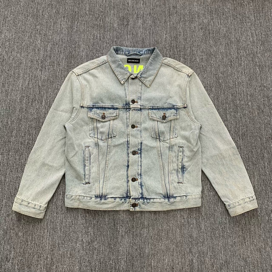 balenciaga logo washed denim jacket