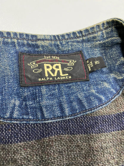 vintage rrl denim vest with heavy washing