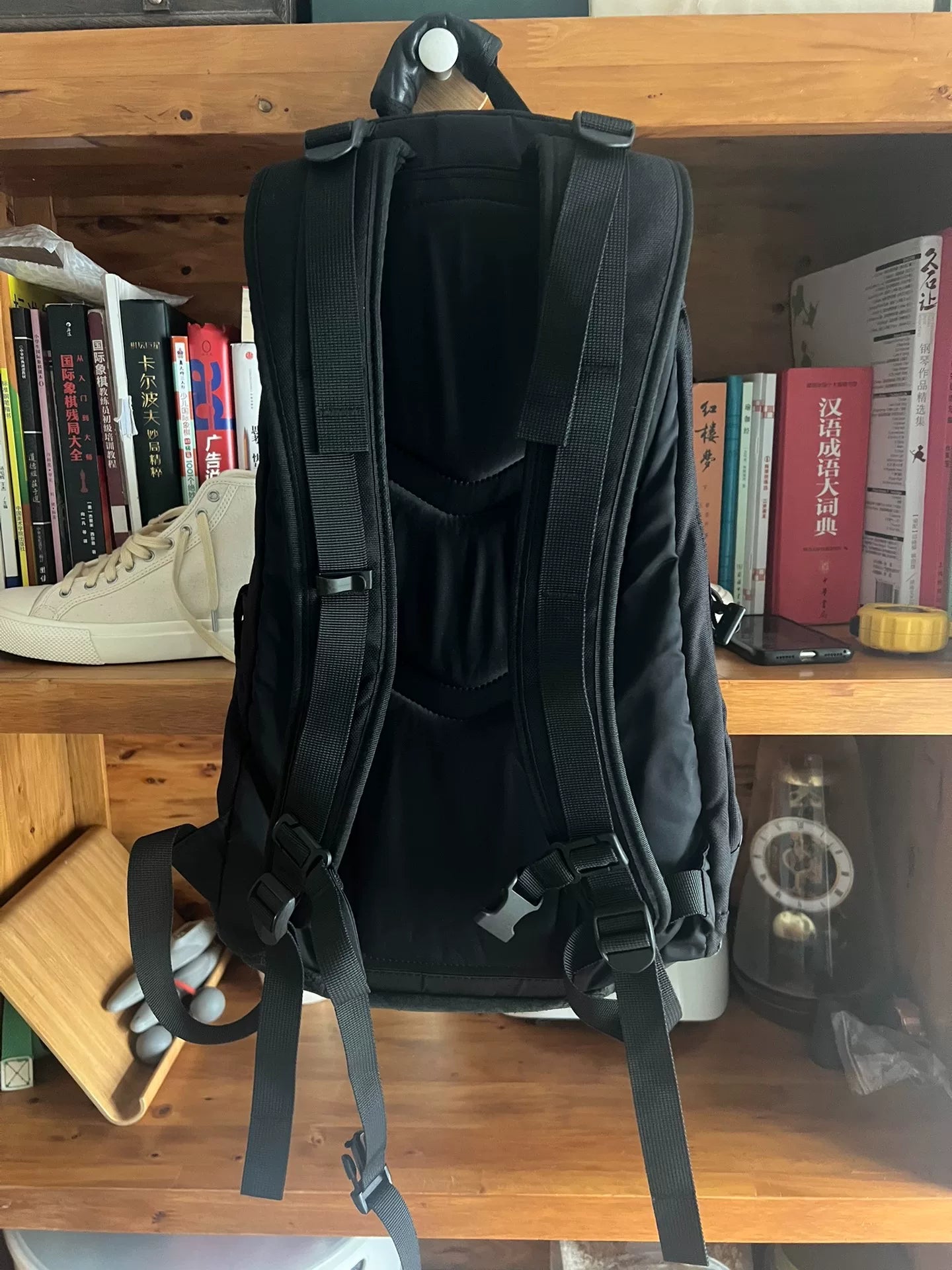 visvim 20L Black Backpack with Leather Base