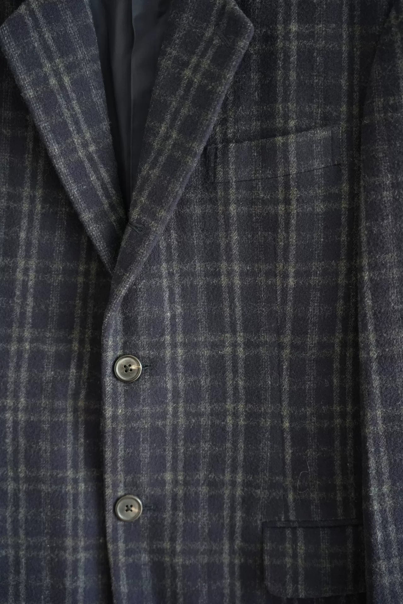 vintage yohji yamamoto navy plaid suit jacket