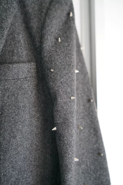 gray wool coat with studs by Sulvam