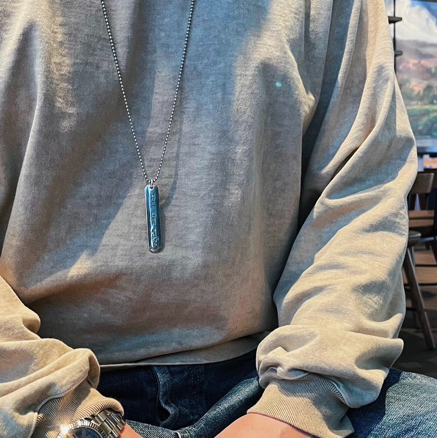 wtaps military dog tag necklace