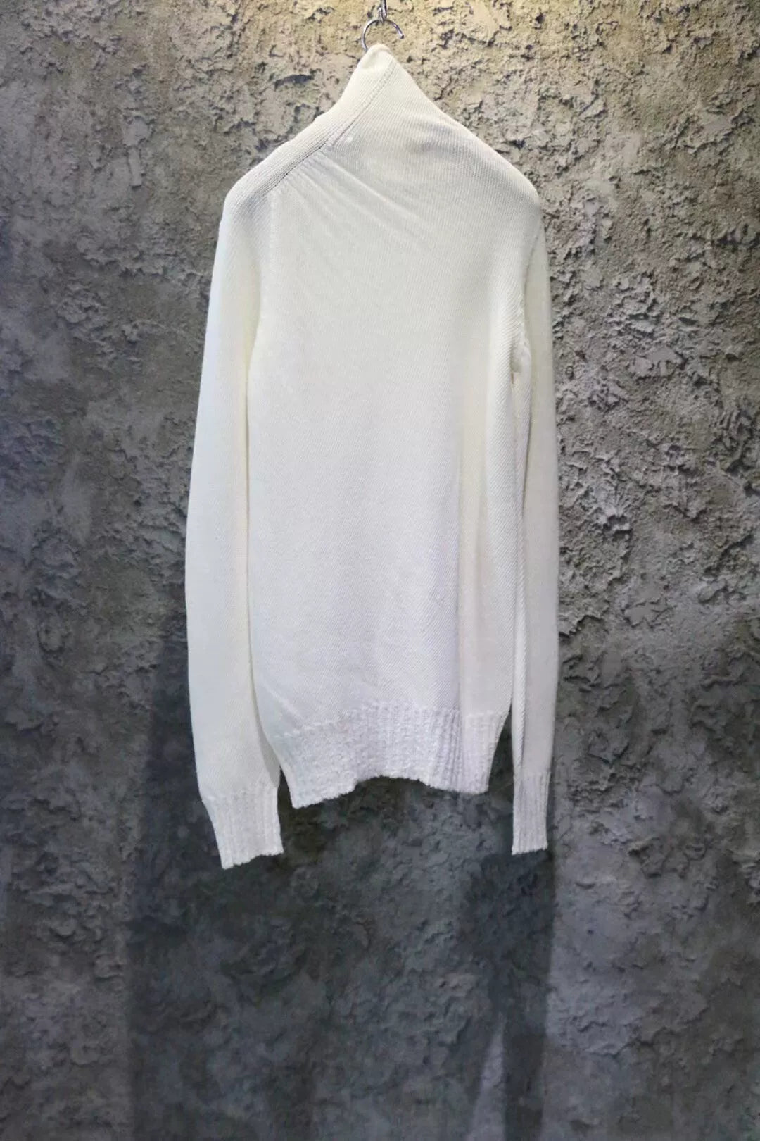 high collar knit sweater in white