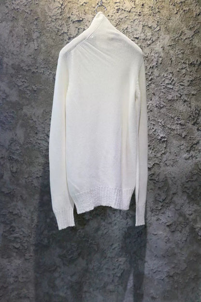 high collar knit sweater in white