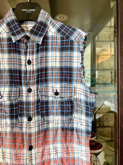 saint laurent gradient frayed edge vest shirt