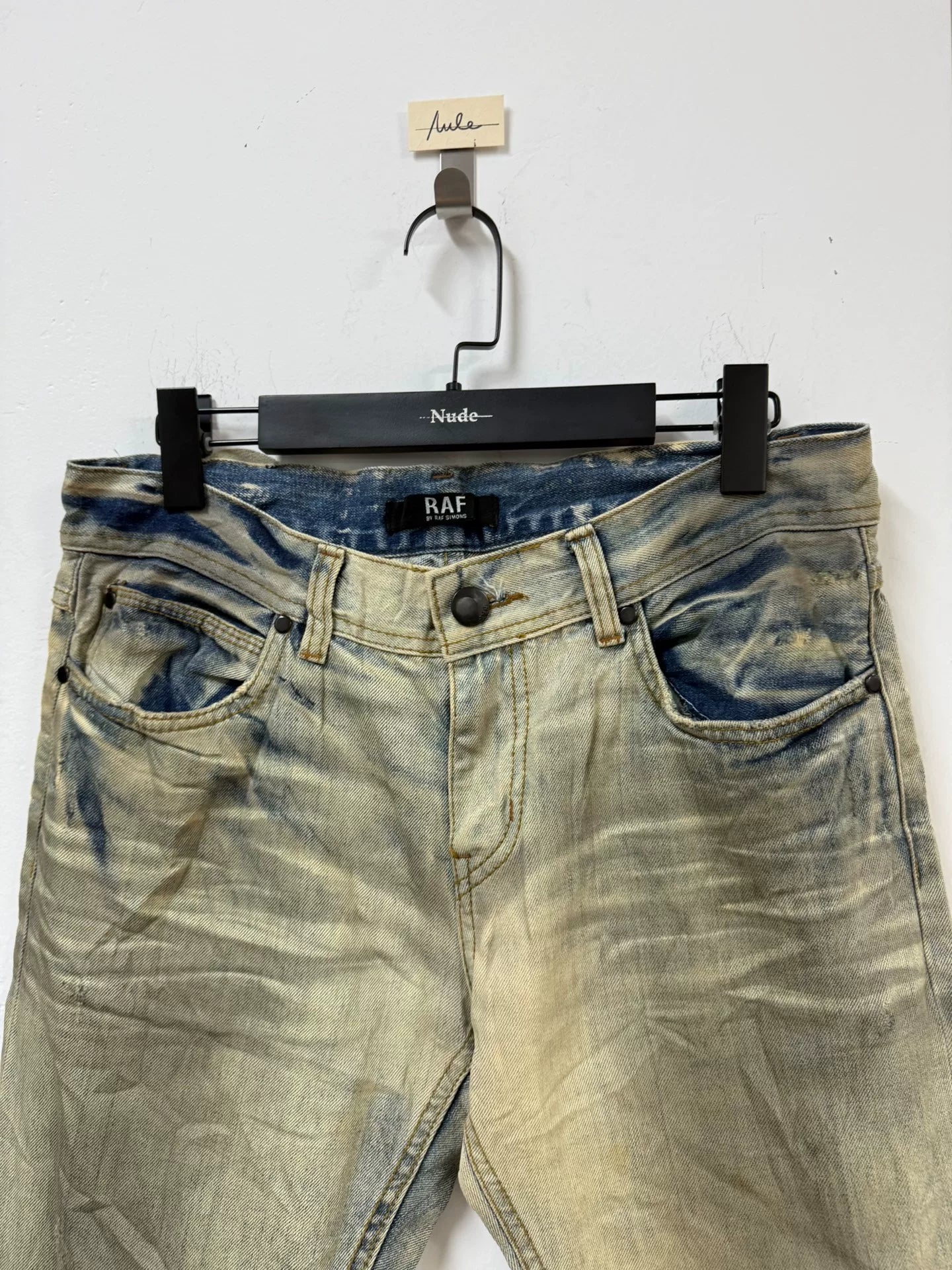 raf simons water-washed denim pants size M