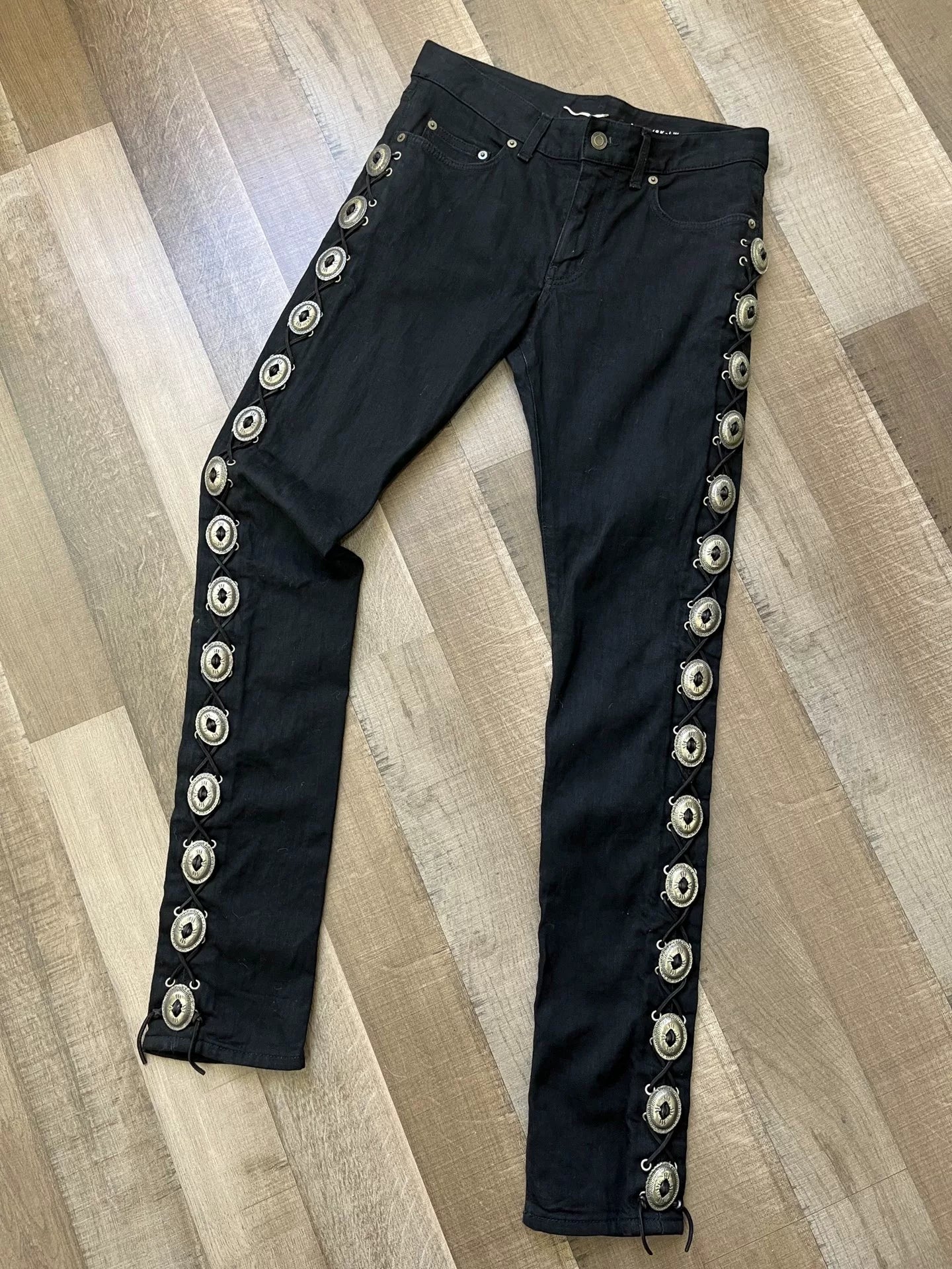Saint Laurent Western Silver Concho Denim Pants