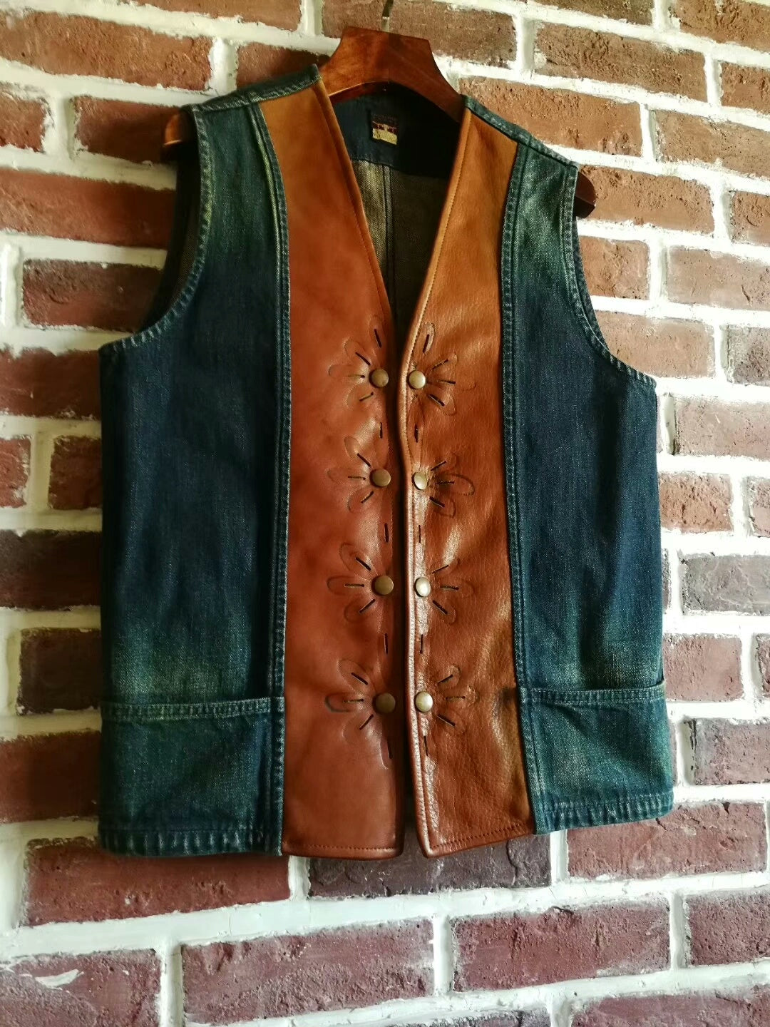 Kapital Western Leather-Trimmed Vest