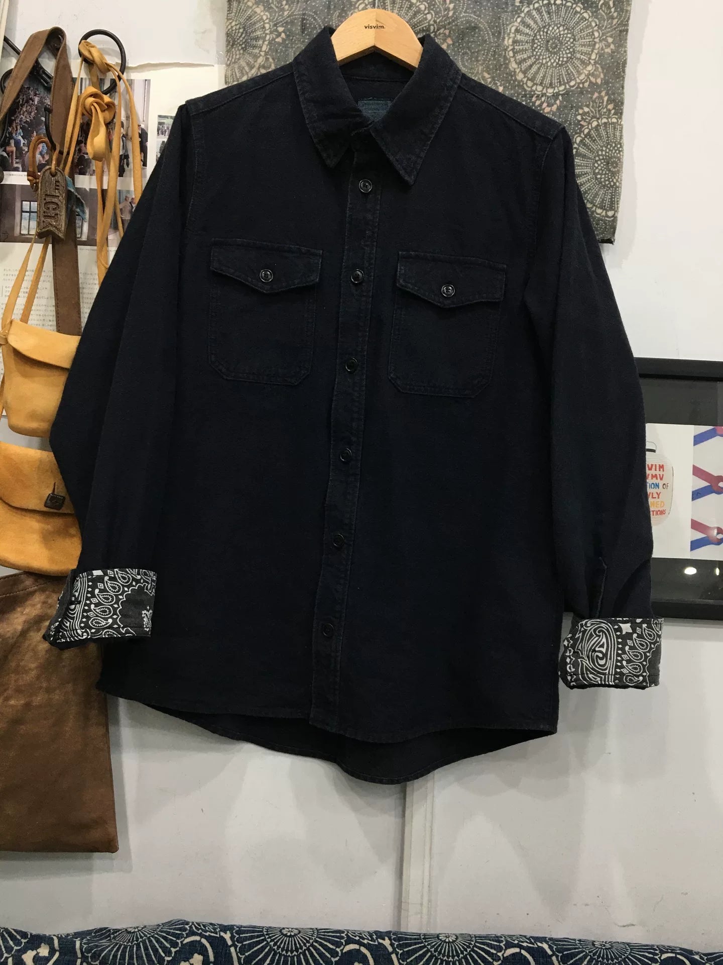visvim black elk flannel shirt bandana