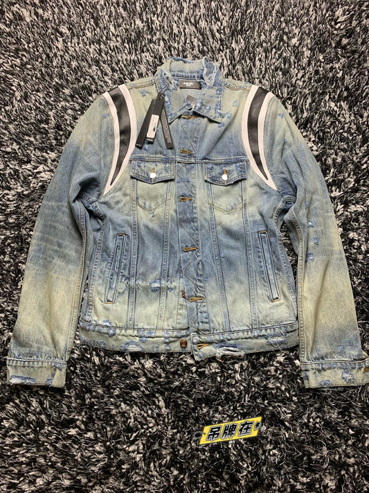 amiri拼皮牛仔夹克 denim jacket