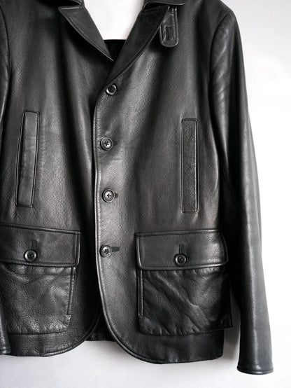 yohji yamamoto buffalo leather multi-pocket jacket