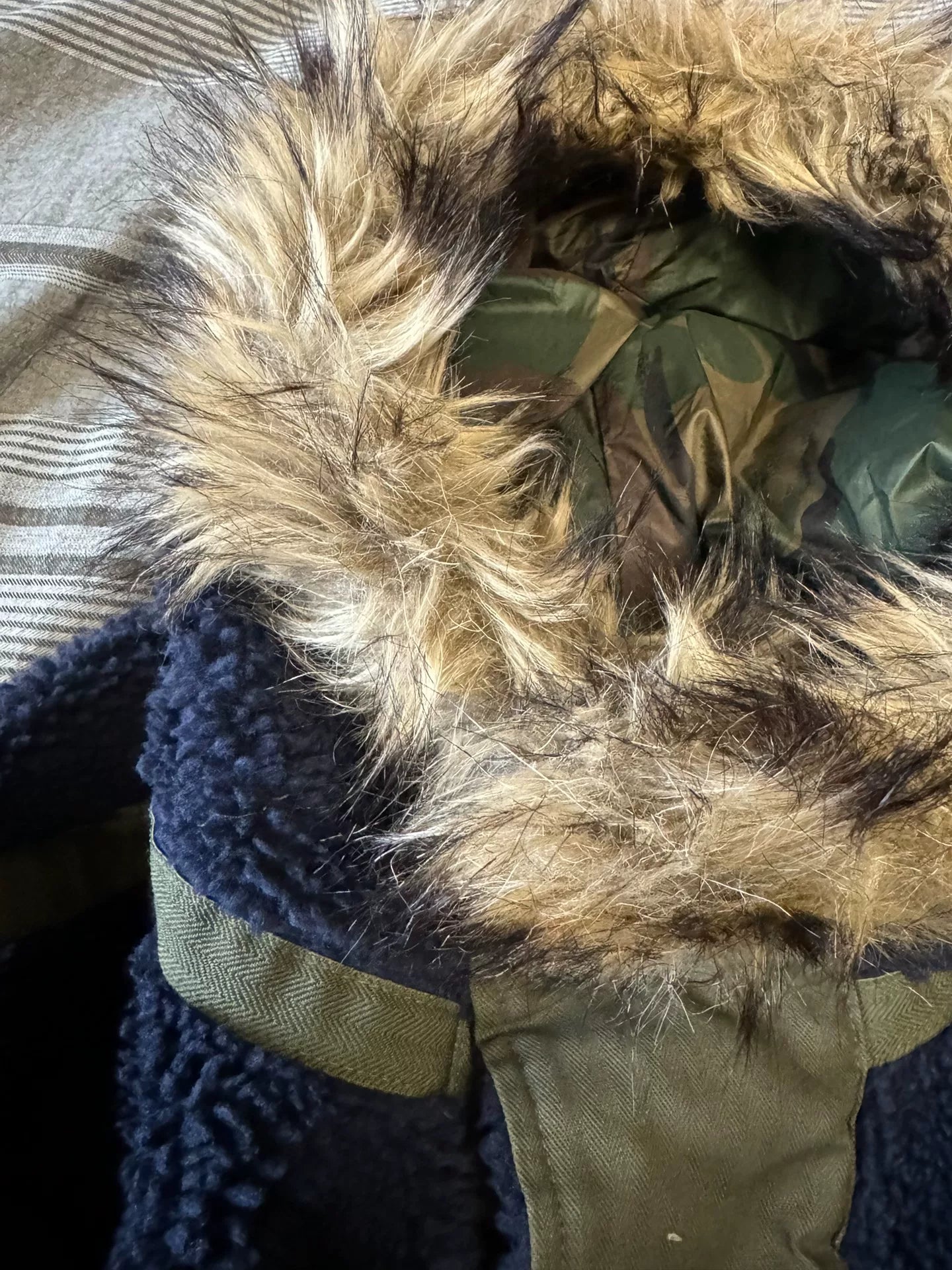 cozy navy fleece pullover with hood