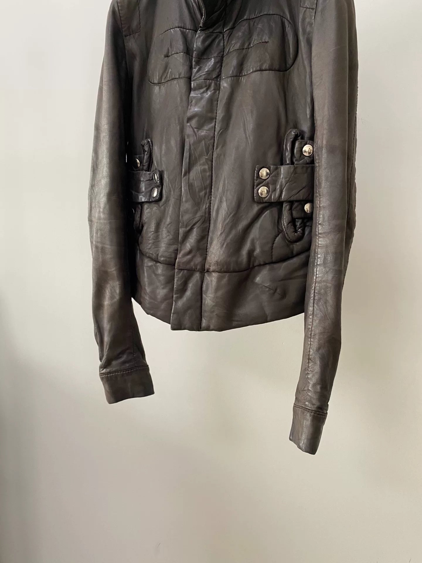Rick Owens 2003 Fall Stand Collar Leather Jacket
