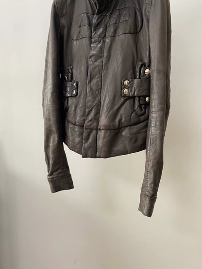 Rick Owens 2003 Fall Stand Collar Leather Jacket