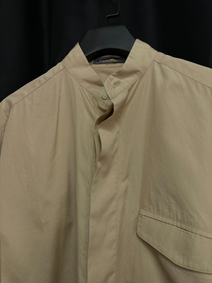 issey miyake 1980s beige stand-collar shirt