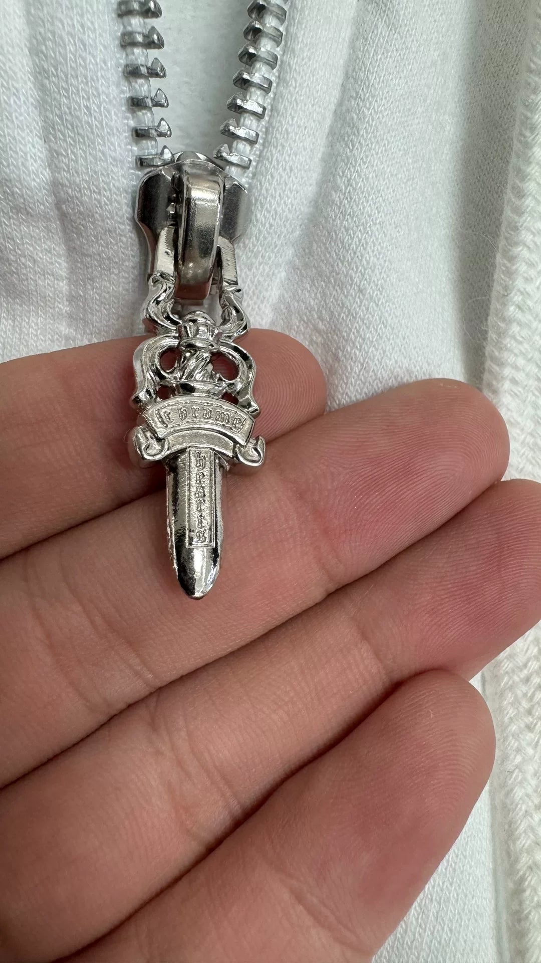 chrome hearts white zip-up hoodie with designs