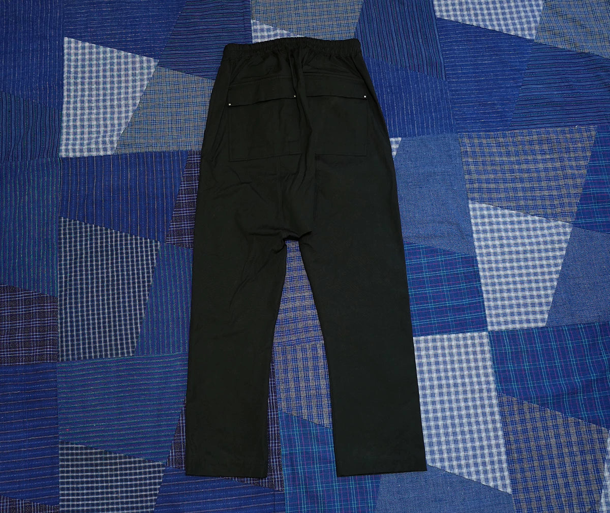 rick owens drawstring black pants for men