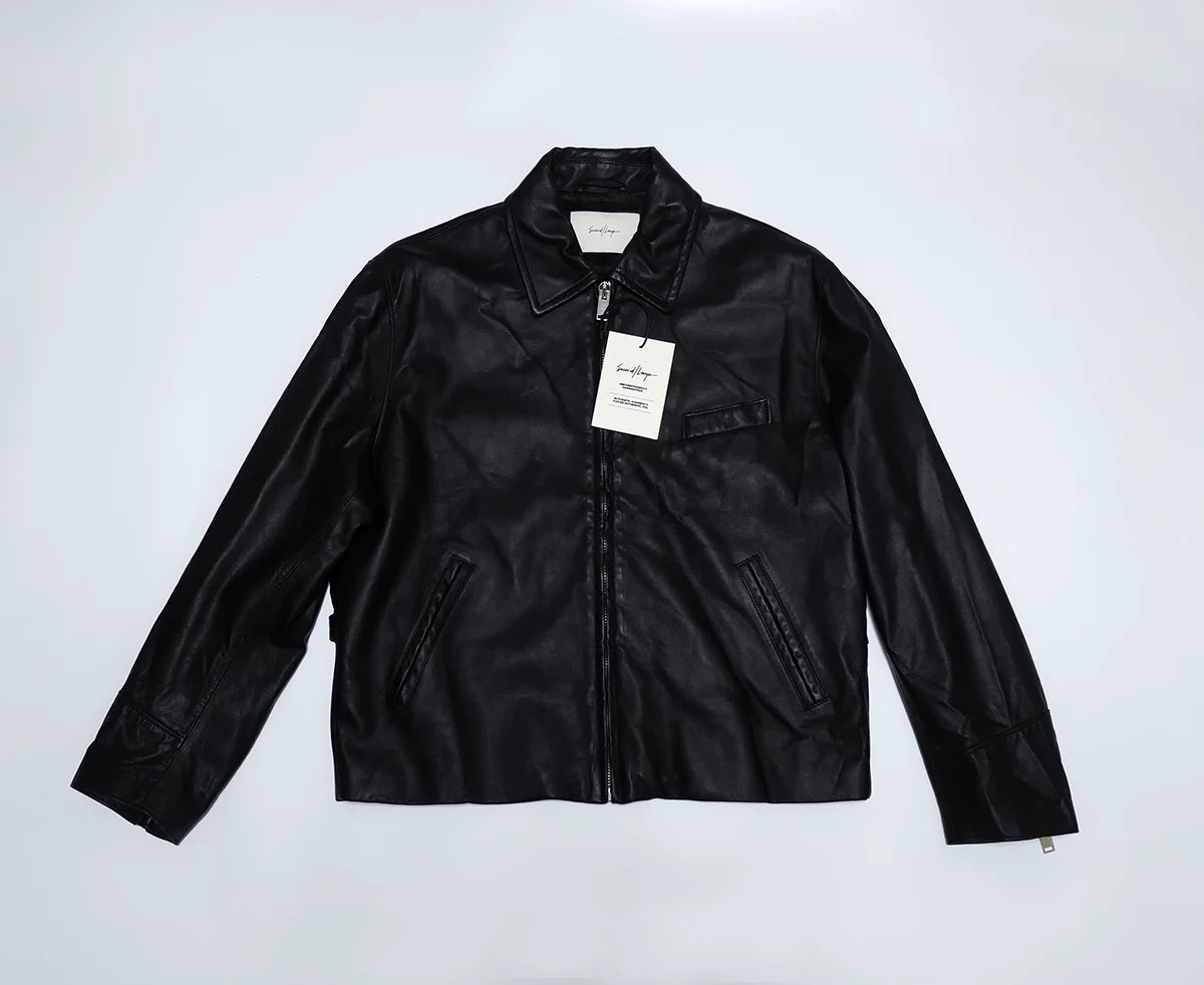 black calf leather rider jacket