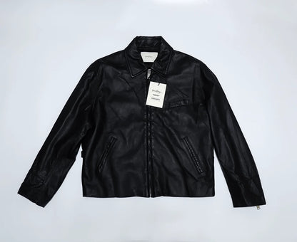 black calf leather rider jacket