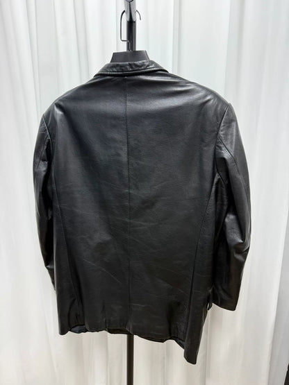 yohji yamamoto men's oversized leather jacket