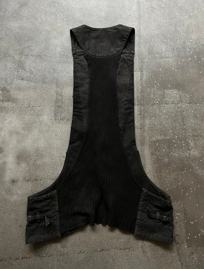 black denim vest with unique design