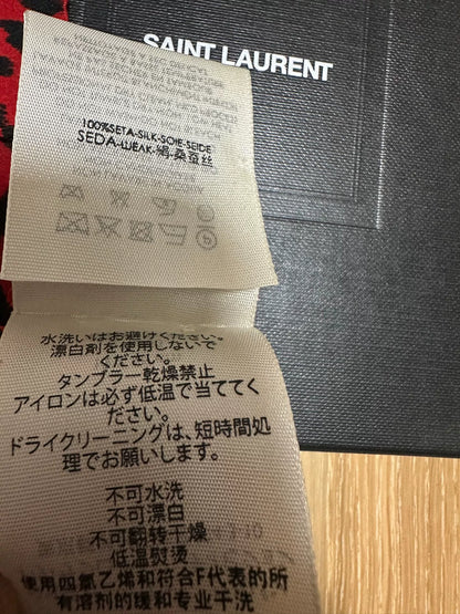 Saint Laurent Red Black Leopard Scarf