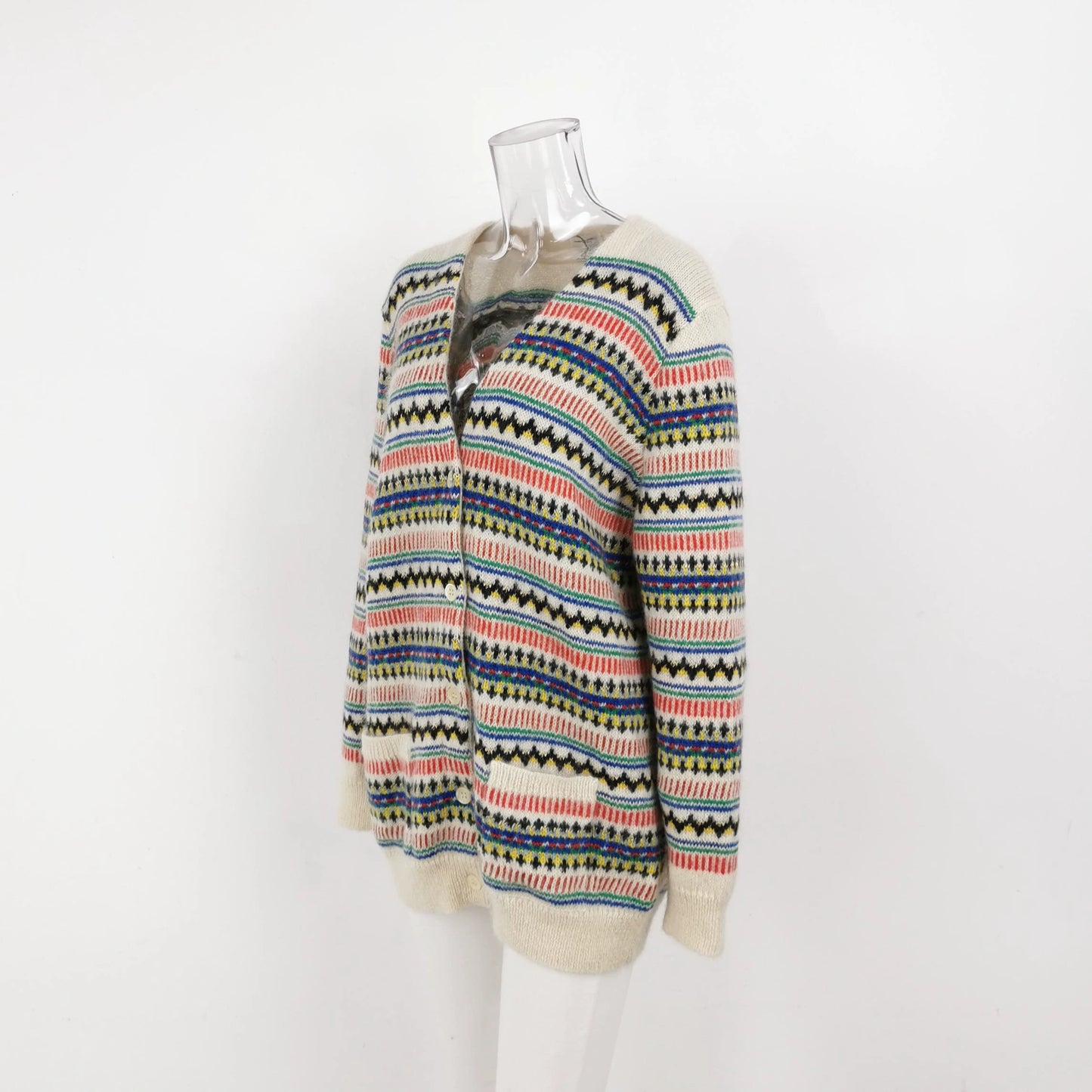 Saint Laurent Striped V-Neck Button Cardigan