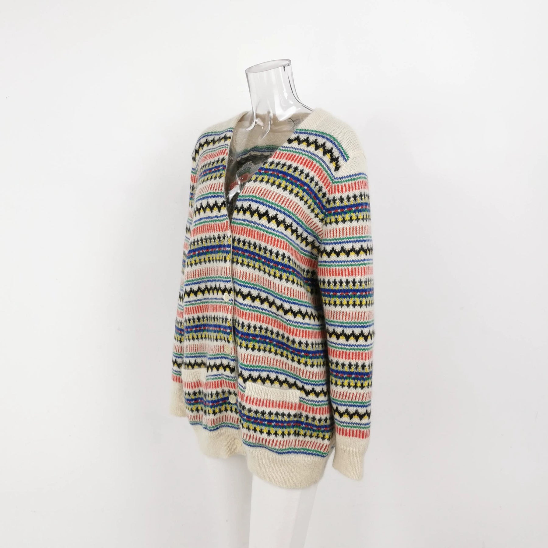 Saint Laurent Striped V-Neck Button Cardigan