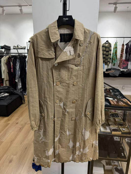 UNDERCOVER Distressed Trench Coat in Beige