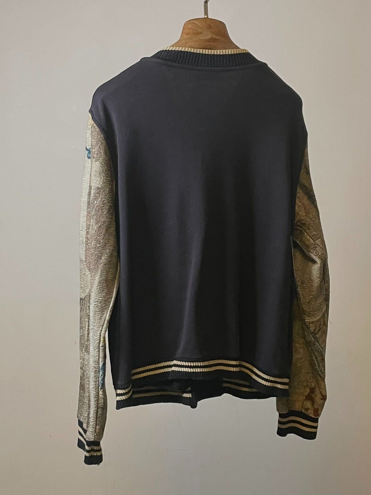 drapes van noten floral knit baseball jacket