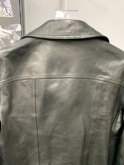 rick owens black leather motorcycle jacket