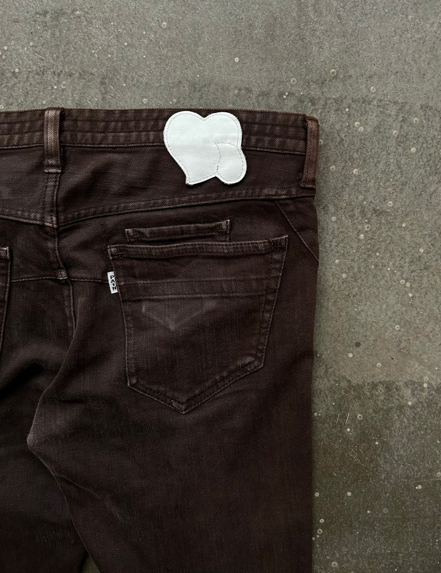 number nine washed brown jeans