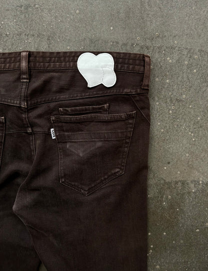 number nine washed brown jeans