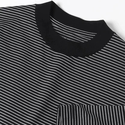black striped balloon sleeve short t-shirt