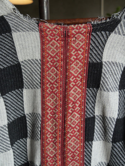 Kapital Black White Check Patchwork Raw Edge Top