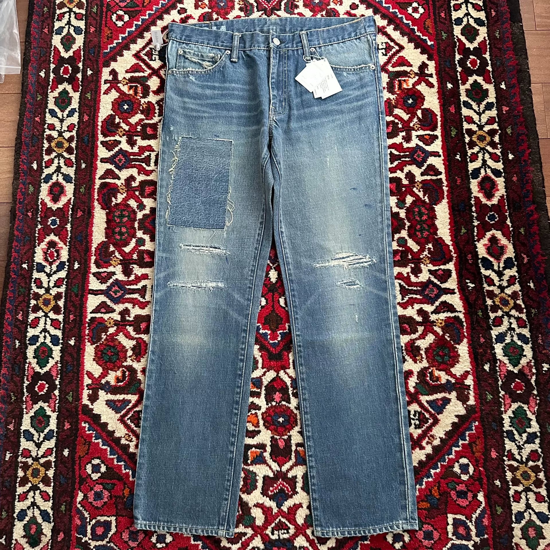 visvim mud-dyed wide-leg jeans