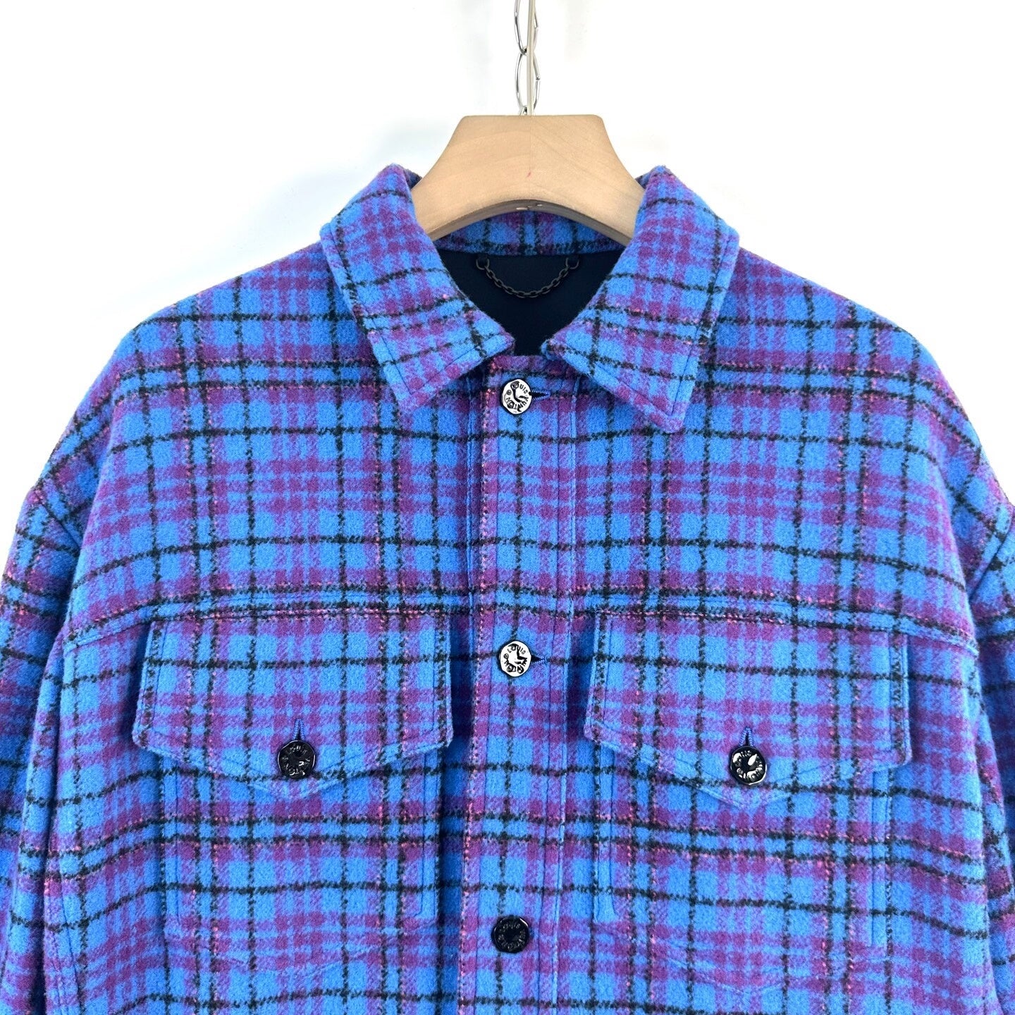 Louis Vuitton Blue Flannel Plaid Jacket 48