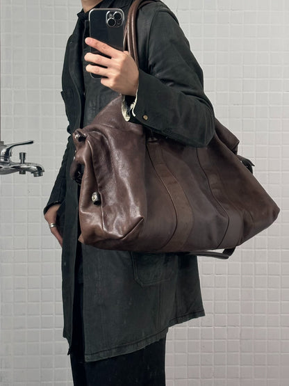 maison martin margiela camel leather travel bag