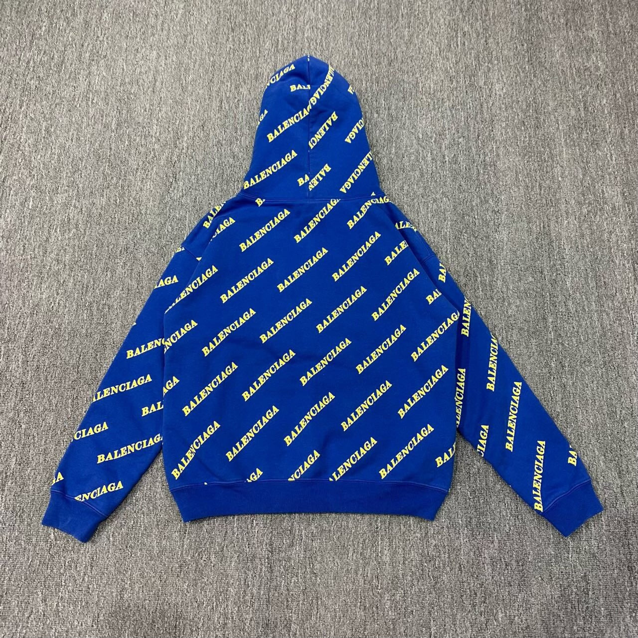balenciaga blue printed hooded sweatshirt