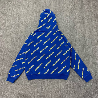 balenciaga blue printed hoodie sweatshirt