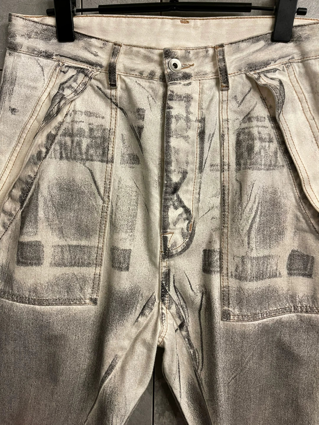 rick owens drkshdw zebra print long pants