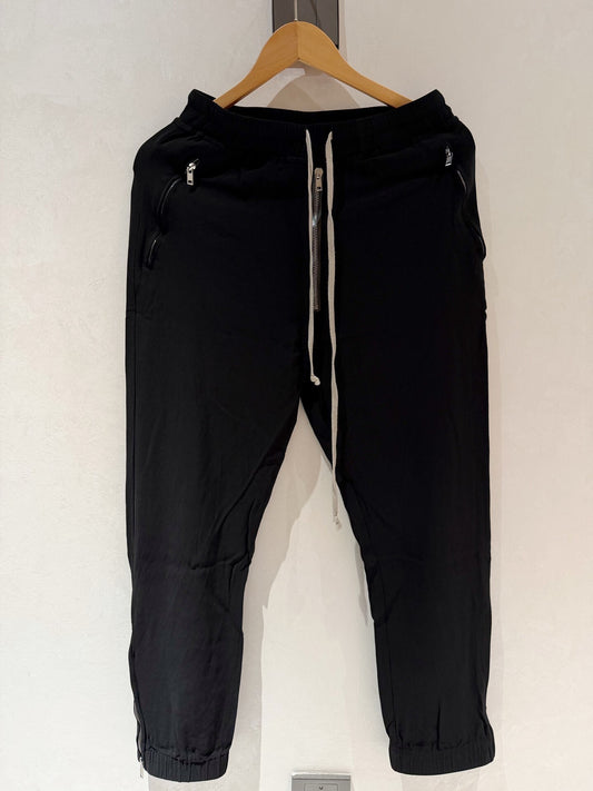 Rick Owens Main Line Black Side Zip Drawstring Pants