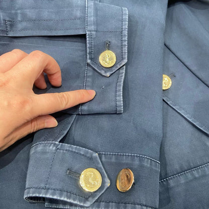 thom browne anchor jacket in navy blue